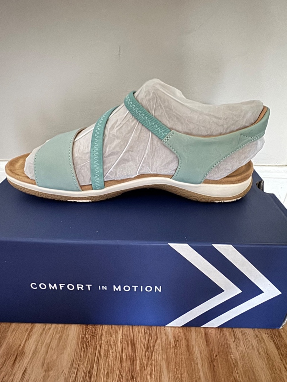 NWT Rockport Shevon Sandal Light Blue Soft Leather Double Adjustable Straps 9W - Picture 13 of 16